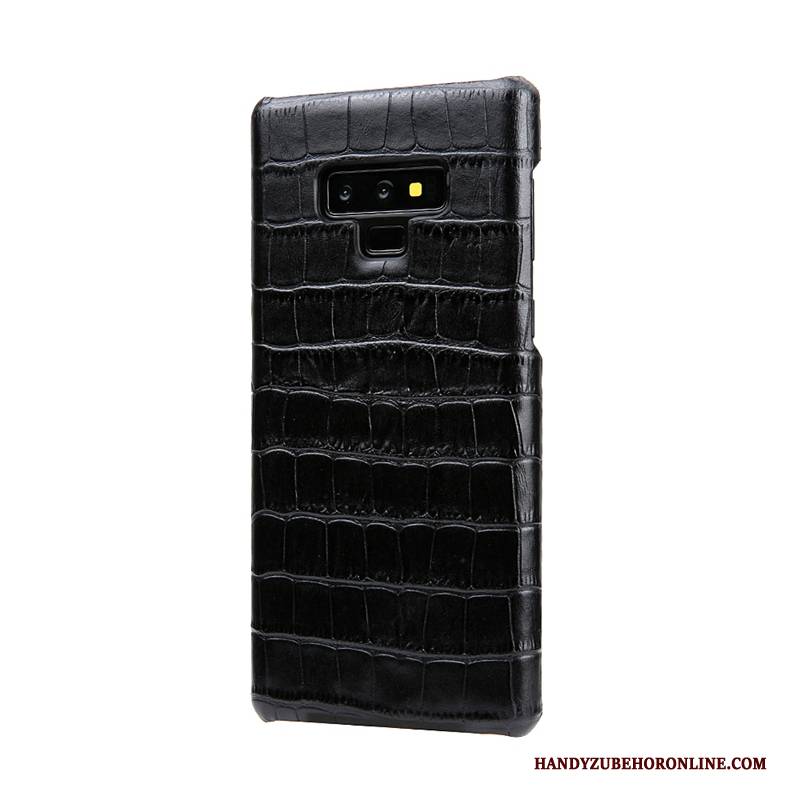 Hülle Samsung Galaxy Note 9 Lederhülle Kuh Handyhüllen, Case Samsung Galaxy Note 9 Leder Schwarz