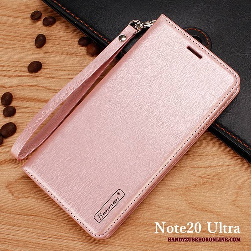 Hülle Samsung Galaxy Note20 Ultra Geldbörse Rosa Handyhüllen, Case Samsung Galaxy Note20 Ultra Lederhülle