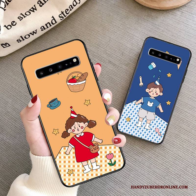 Hülle Samsung Galaxy S10 5g Taschen Nette Anti-sturz, Case Samsung Galaxy S10 5g Karikatur Gelb Liebhaber