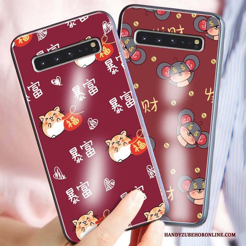 Hülle Samsung Galaxy S10 5g Taschen Spiegel Neu, Case Samsung Galaxy S10 5g Silikon Ratte Netto Rot
