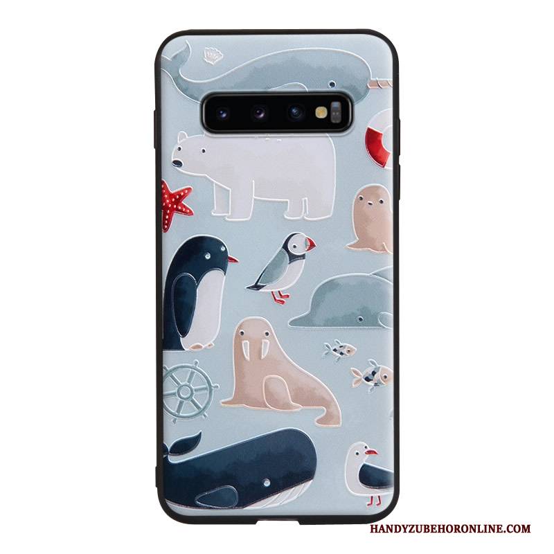 Hülle Samsung Galaxy S10 Karikatur Handyhüllen Hängende Verzierungen, Case Samsung Galaxy S10 Weiche Nette Grün