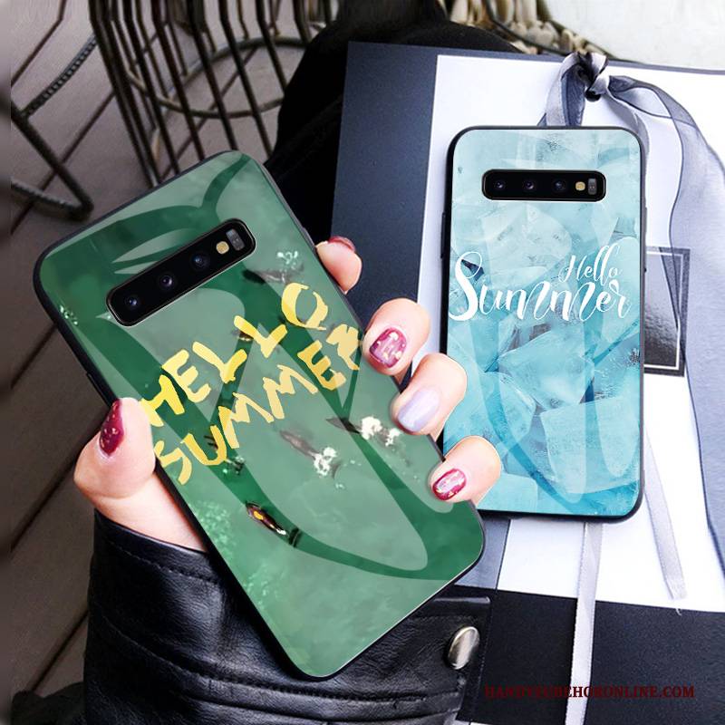 Hülle Samsung Galaxy S10+ Kreativ Handyhüllen Buchstaben, Case Samsung Galaxy S10+ Mode Hängende Verzierungen Gehärtetes Glas