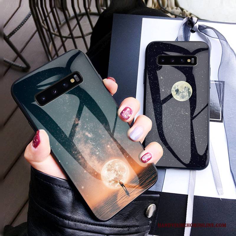 Hülle Samsung Galaxy S10+ Kreativ Schwarz Trendmarke, Case Samsung Galaxy S10+ Mode Anti-sturz Hängende Verzierungen