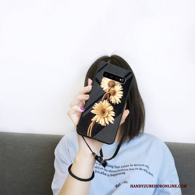 Hülle Samsung Galaxy S10 Kreativ Wind Handyhüllen, Case Samsung Galaxy S10 Taschen Hängende Verzierungen Blumen