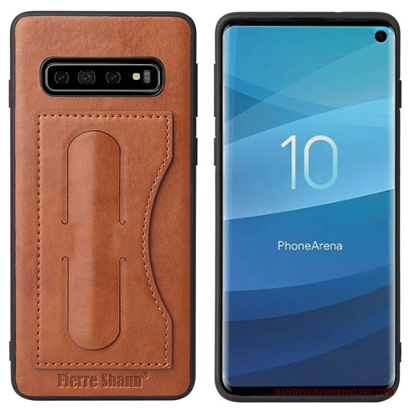 Hülle Samsung Galaxy S10 Lederhülle Handyhüllen Dunkel, Case Samsung Galaxy S10 Unsichtbar