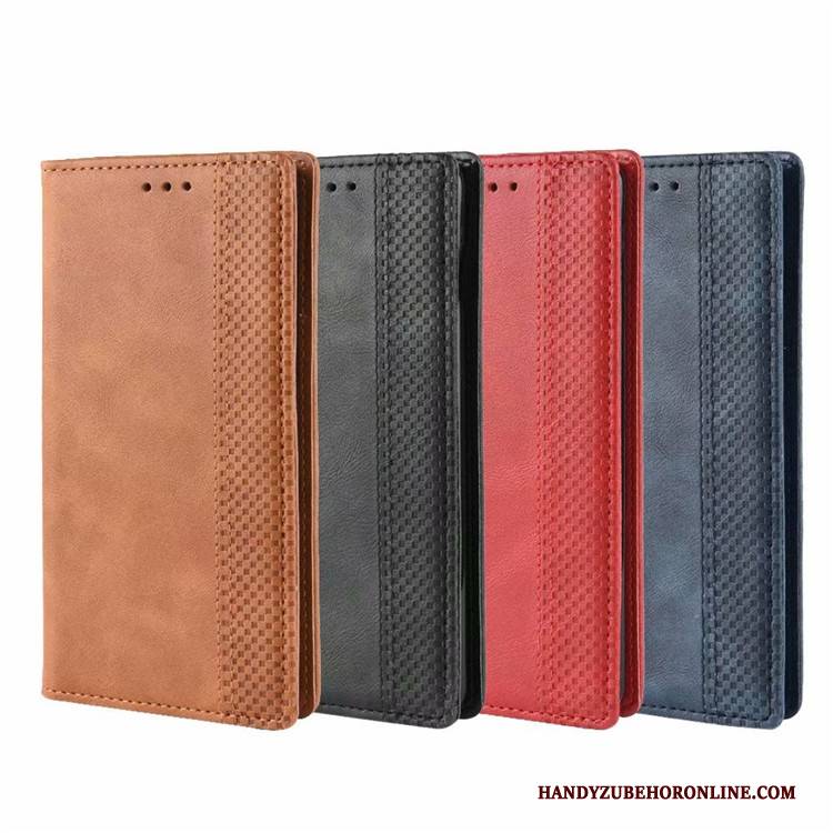Hülle Samsung Galaxy S10 Retro Blau Magnetschließe, Case Samsung Galaxy S10 Schutz Handyhüllen Business