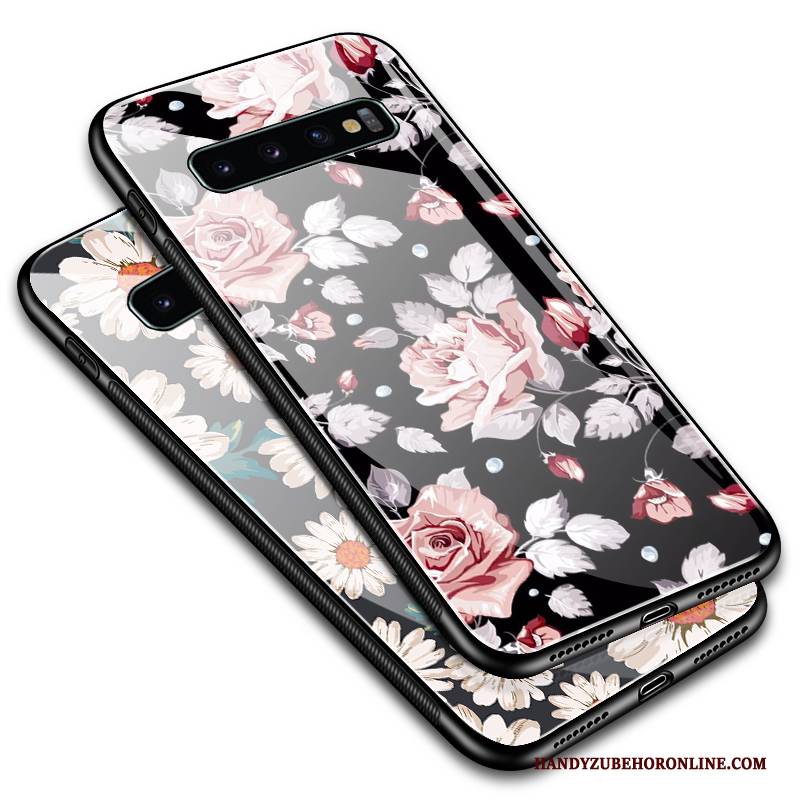 Hülle Samsung Galaxy S10 Retro Netto Rot Glas, Case Samsung Galaxy S10 Schutz Blumen Jugend
