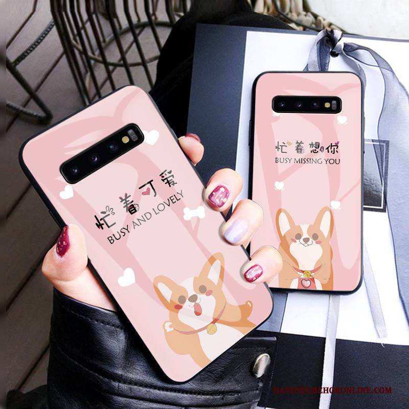 Hülle Samsung Galaxy S10+ Schutz Anti-sturz Gehärtetes Glas, Case Samsung Galaxy S10+ Taschen Persönlichkeit Trendmarke
