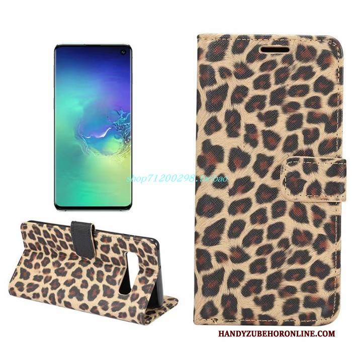 Hülle Samsung Galaxy S10 Weiche Karte Gelb, Case Samsung Galaxy S10 Lederhülle Leopard