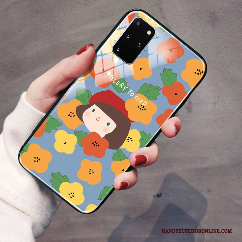Hülle Samsung Galaxy S20+ Karikatur Blumen Glas, Case Samsung Galaxy S20+ Schutz Anti-sturz Mini