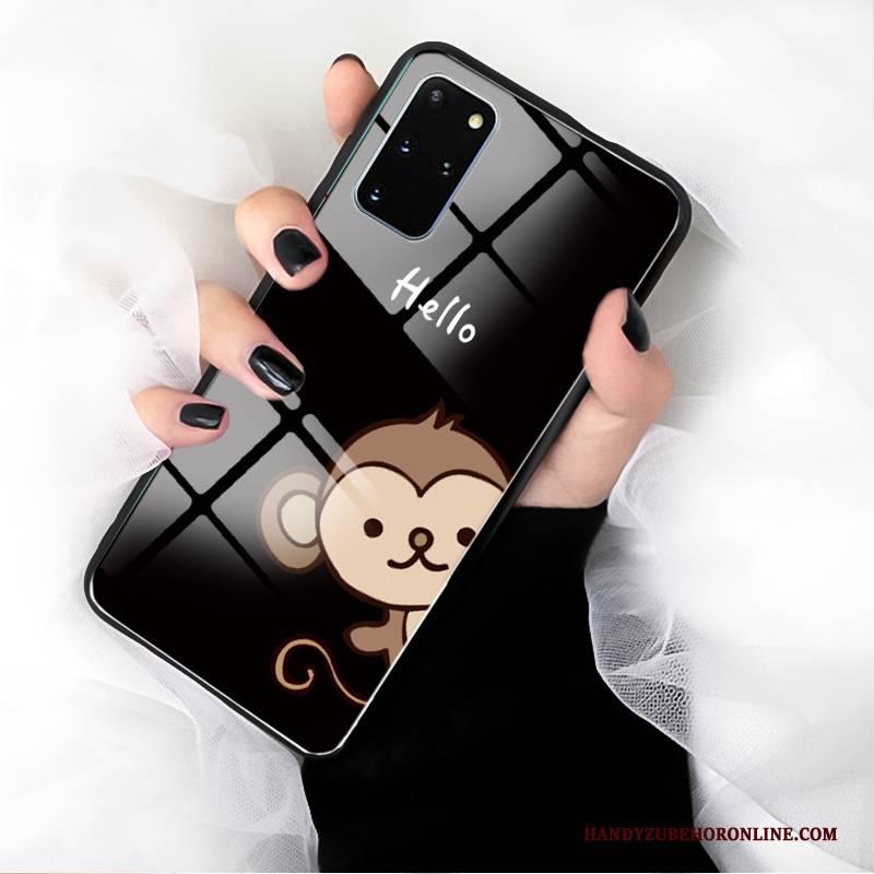 Hülle Samsung Galaxy S20+ Karikatur Schwarz Nette, Case Samsung Galaxy S20+ Schutz Affe Hängende Verzierungen
