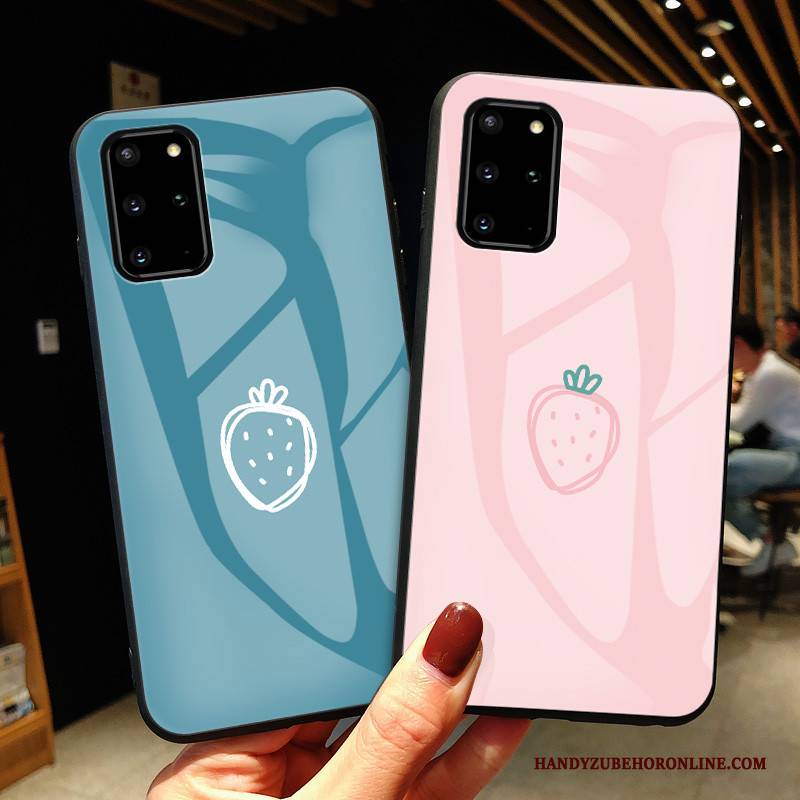 Hülle Samsung Galaxy S20+ Mode Blau Erdbeere, Case Samsung Galaxy S20+ Schutz Handyhüllen Glas