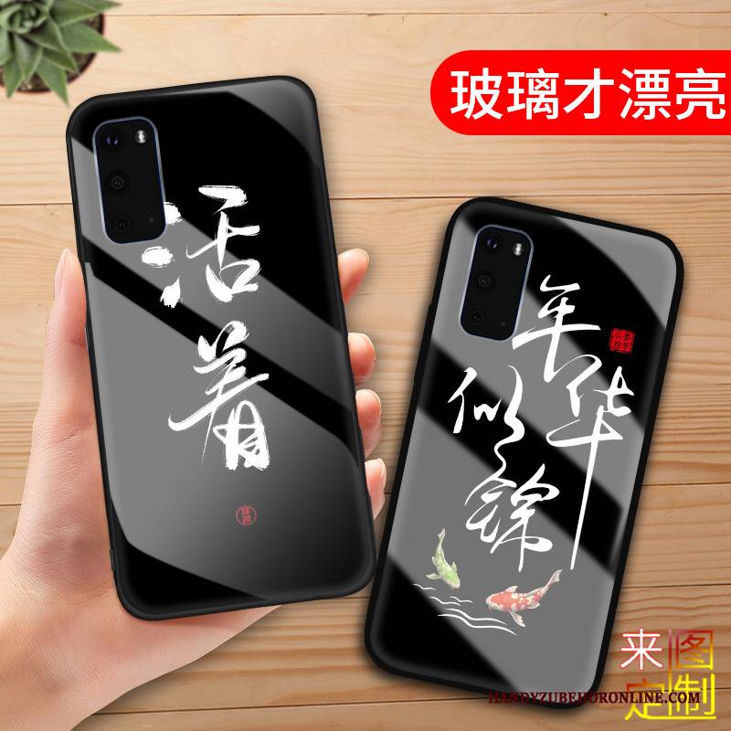 Hülle Samsung Galaxy S20 Schutz Trendmarke Persönlichkeit, Case Samsung Galaxy S20 Taschen Einfach Schwarz