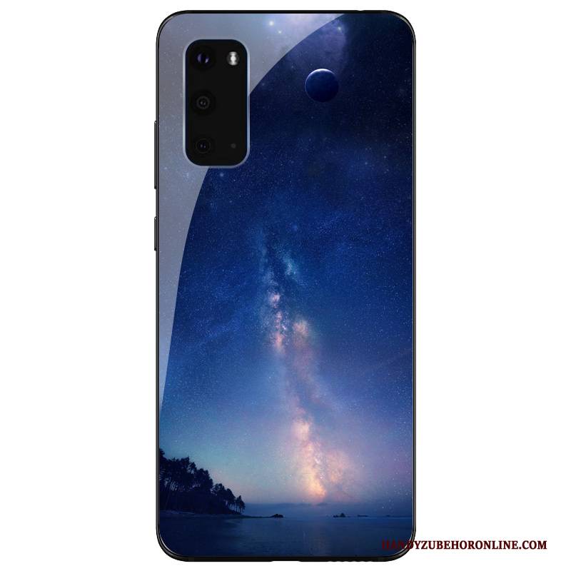 Hülle Samsung Galaxy S20 Taschen Glas Persönlichkeit, Case Samsung Galaxy S20 Kreativ Blau Anti-sturz