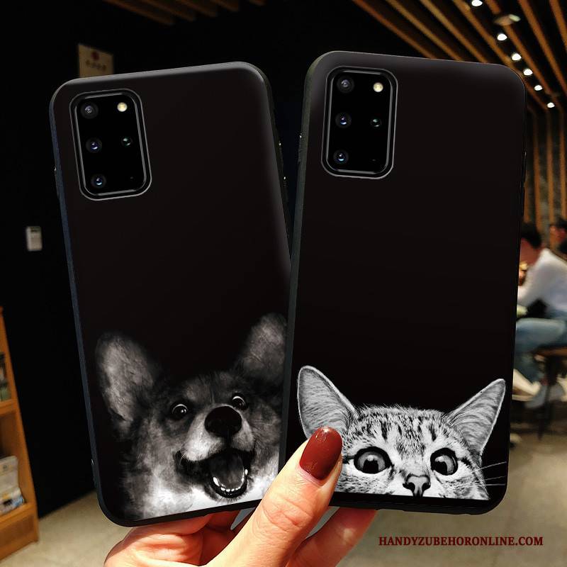 Hülle Samsung Galaxy S20+ Taschen Schwarz Niedliche, Case Samsung Galaxy S20+ Silikon Handyhüllen Lustig