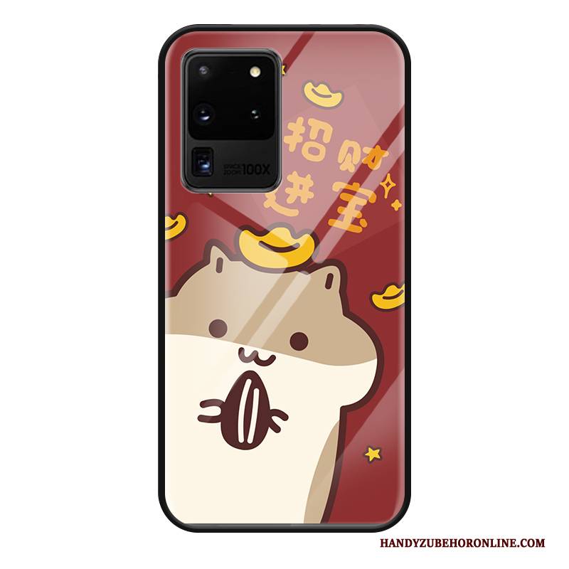 Hülle Samsung Galaxy S20 Ultra Mode Rot Trend, Case Samsung Galaxy S20 Ultra Prägung Hängende Verzierungen Ratte