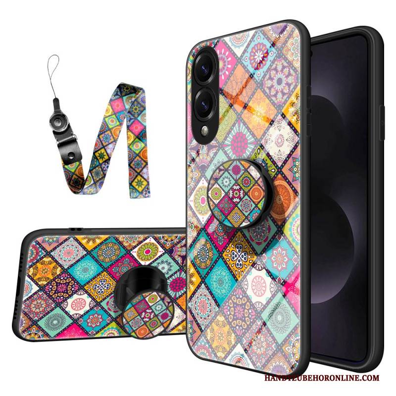 Hülle Samsung Galaxy S25 5g Edge Handyhülle Ständer Mit Patchwork-muster Und Trageschlaufe