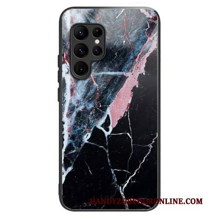 Hülle Samsung Galaxy S25 Ultra 5g Geldbörse Aus Gehärtetem Glas In Schwarz-weiß-marmoroptik