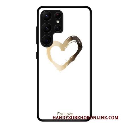 Hülle Samsung Galaxy S25 Ultra 5g Handyhülle Goldenes Herz Auf Weißem Hintergrund
