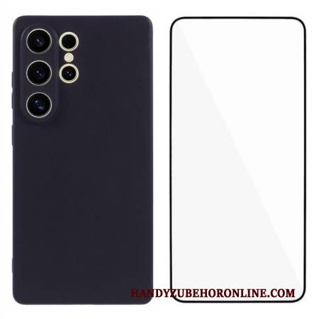 Hülle Samsung Galaxy S25 Ultra 5g Handyhülle Mattes Silikon Mit Displayschutzfolie Aus Gehärtetem Glas Schutzfolie