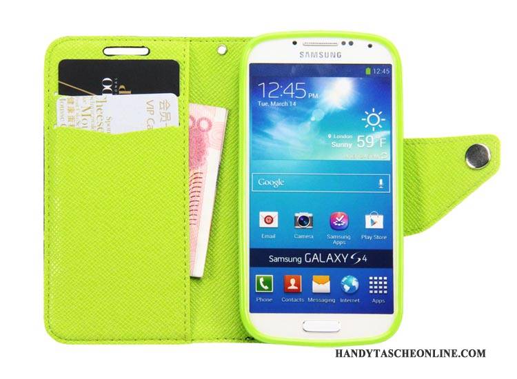 Hülle Samsung Galaxy S4 Lederhülle Grün, Case Samsung Galaxy S4 Halterung