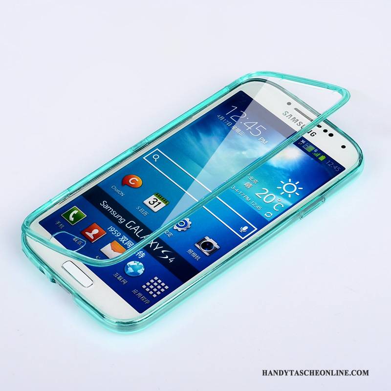 Hülle Samsung Galaxy S4 Schutz Handyhüllen Anti-sturz, Case Samsung Galaxy S4 Folio Transparent Grün