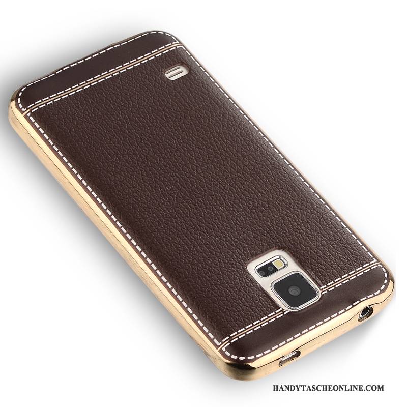 Hülle Samsung Galaxy S5 Schutz Handyhüllen Braun, Case Samsung Galaxy S5 Weiche Dünne Nubuck