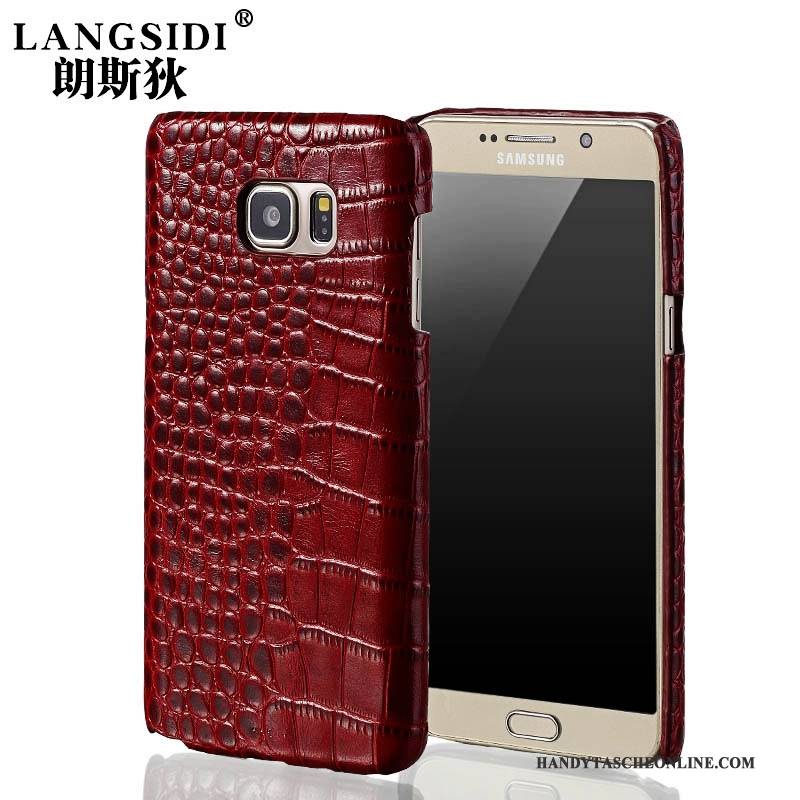 Hülle Samsung Galaxy S6 Edge Leder Weinrot Hintere Abdeckung, Case Samsung Galaxy S6 Edge Schutz Handyhüllen Schwer