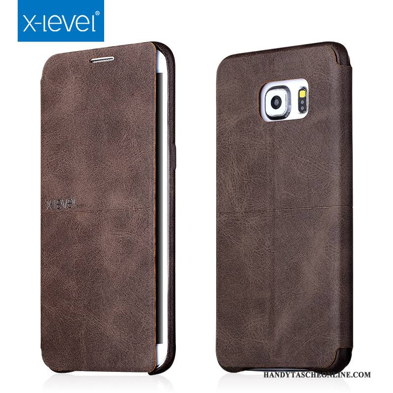 Hülle Samsung Galaxy S6 Edge Lederhülle Handyhüllen Schlank, Case Samsung Galaxy S6 Edge Folio Anti-sturz