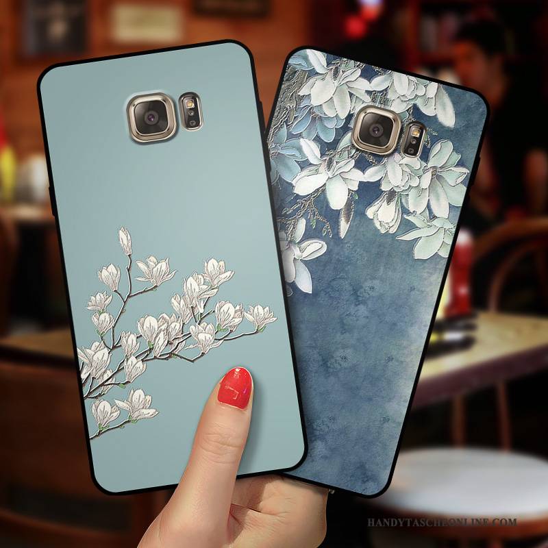 Hülle Samsung Galaxy S6 Edge Prägung Handyhüllen Trend, Case Samsung Galaxy S6 Edge Taschen Persönlichkeit Blau