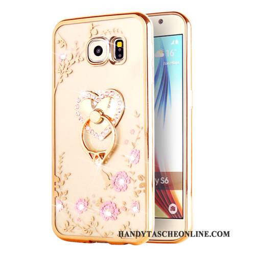 Hülle Samsung Galaxy S6 Edge Schutz Gold, Case Samsung Galaxy S6 Edge Silikon