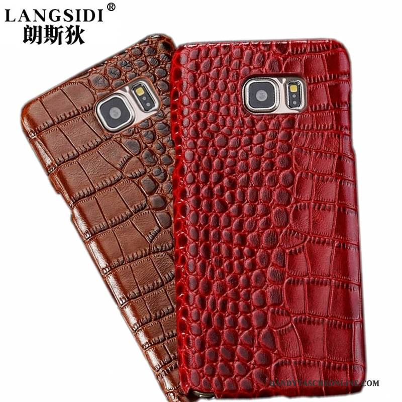 Hülle Samsung Galaxy S6 Edge + Schutz Handyhüllen Hintere Abdeckung, Case Samsung Galaxy S6 Edge + Leder Rot