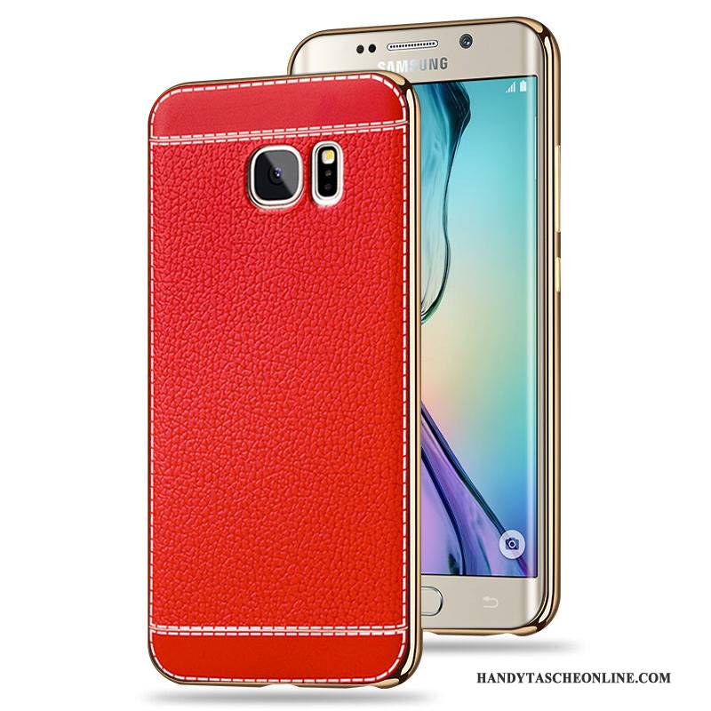 Hülle Samsung Galaxy S6 Edge Schutz Muster Rot, Case Samsung Galaxy S6 Edge Weiche Anti-sturz Handyhüllen