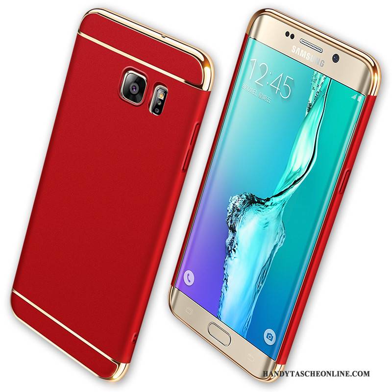 Hülle Samsung Galaxy S6 Edge Schutz Nubuck Anti-sturz, Case Samsung Galaxy S6 Edge Rot Schwer