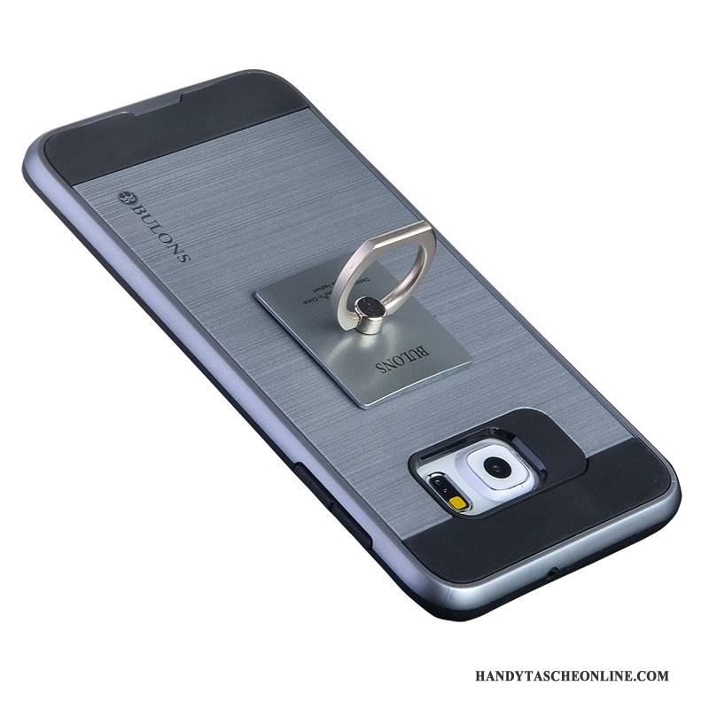 Hülle Samsung Galaxy S6 Edge + Silikon Anti-sturz Handyhüllen, Case Samsung Galaxy S6 Edge + Schutz Grau Silber