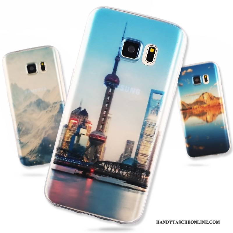 Hülle Samsung Galaxy S6 Edge Silikon Blau Handyhüllen, Case Samsung Galaxy S6 Edge Schutz