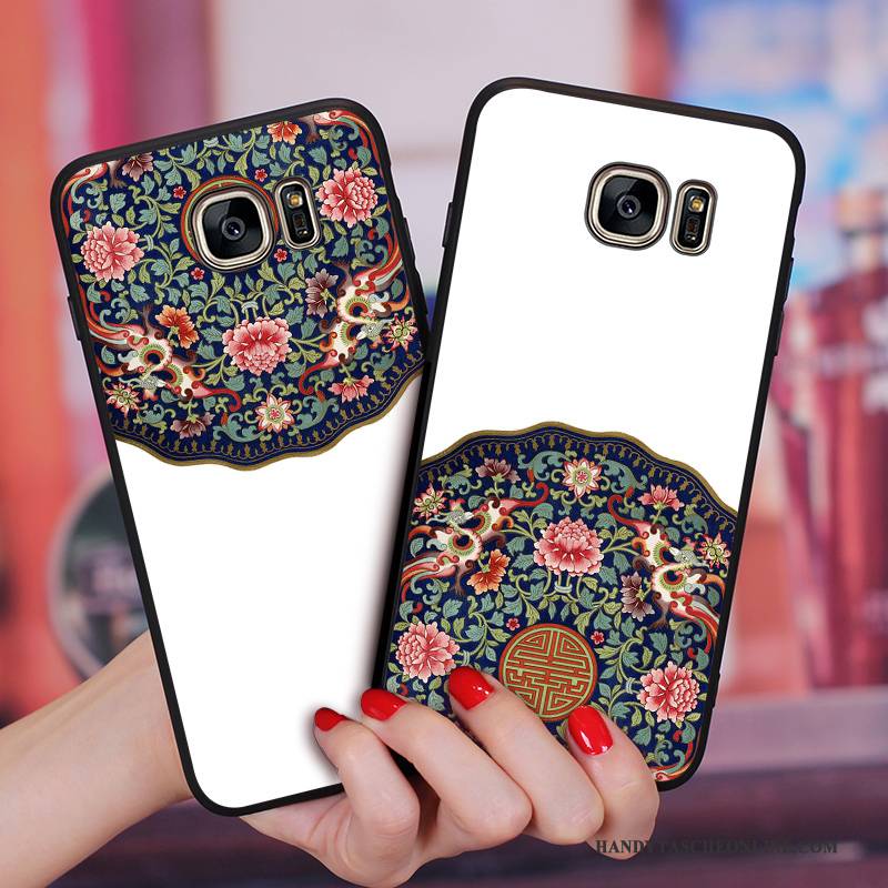 Hülle Samsung Galaxy S6 Edge + Silikon Handyhüllen Palast, Case Samsung Galaxy S6 Edge + Farbe Blumen Hängende Verzierungen