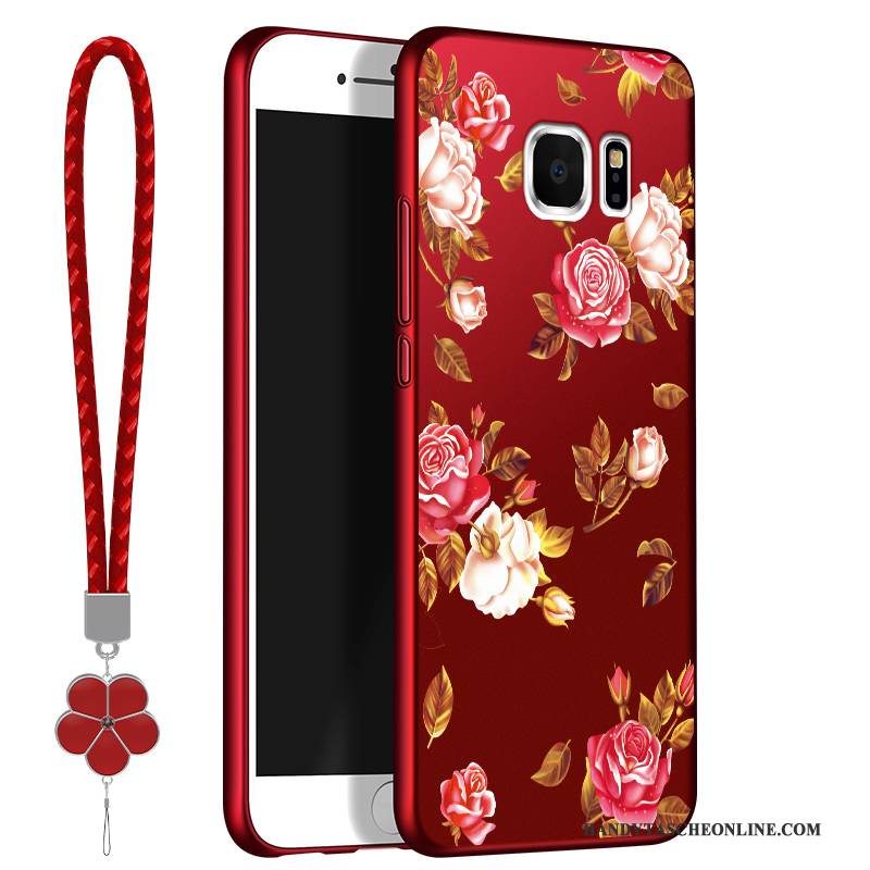 Hülle Samsung Galaxy S6 Edge + Silikon Pfirsichblüten Handyhüllen, Case Samsung Galaxy S6 Edge + Schutz Anti-sturz Nubuck