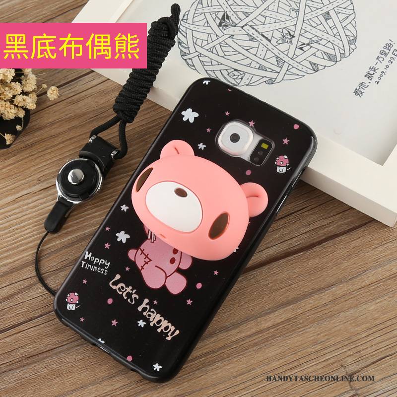 Hülle Samsung Galaxy S6 Edge Taschen Anti-sturz Schwarz, Case Samsung Galaxy S6 Edge Schutz Hängende Verzierungen Handyhüllen
