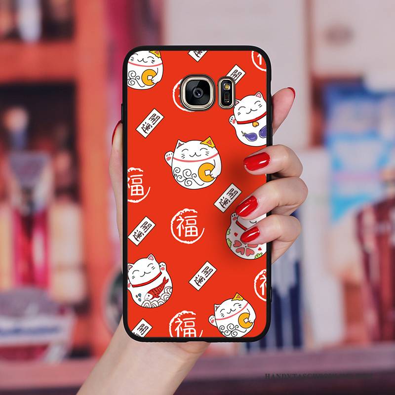Hülle Samsung Galaxy S6 Edge + Taschen Hängende Verzierungen Trend, Case Samsung Galaxy S6 Edge + Silikon Reichtum Rot