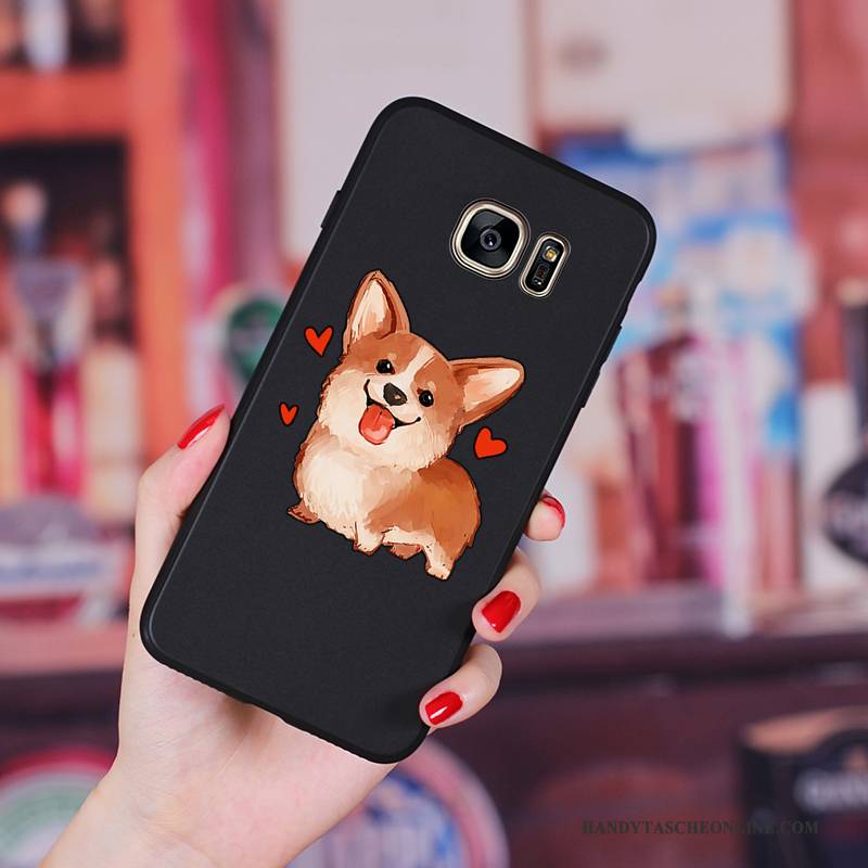 Hülle Samsung Galaxy S6 Edge + Taschen Schwarz Nette, Case Samsung Galaxy S6 Edge + Silikon Anti-sturz Hängende Verzierungen