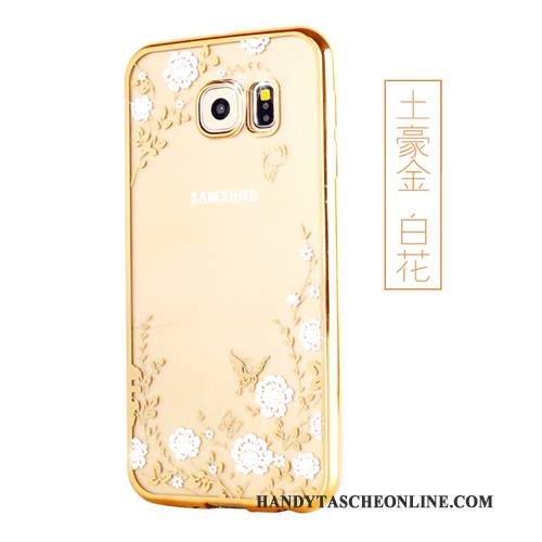 Hülle Samsung Galaxy S6 Edge + Weiche Handyhüllen Gold, Case Samsung Galaxy S6 Edge + Silikon Ring