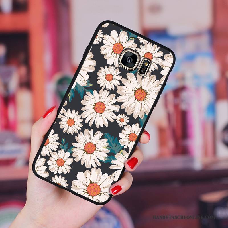 Hülle Samsung Galaxy S6 Edge + Weiche Hängende Verzierungen Chrysanthemes, Case Samsung Galaxy S6 Edge + Taschen Kunst Anti-sturz