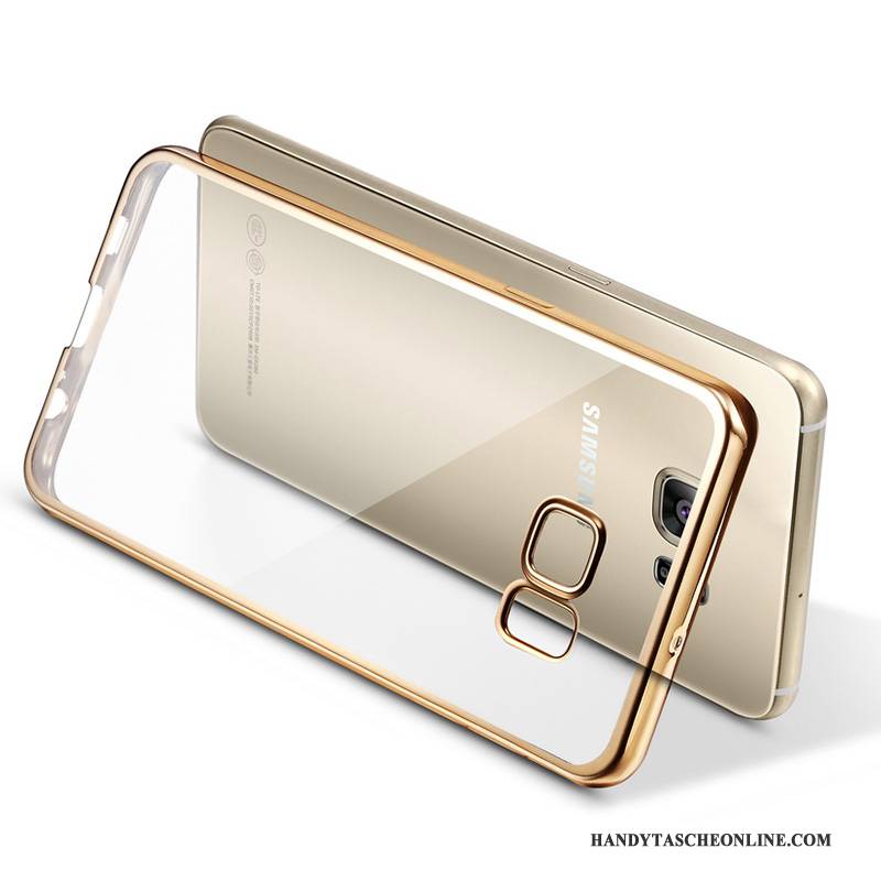 Hülle Samsung Galaxy S6 Edge + Weiche Transparent Schlank, Case Samsung Galaxy S6 Edge + Schutz Handyhüllen Gold