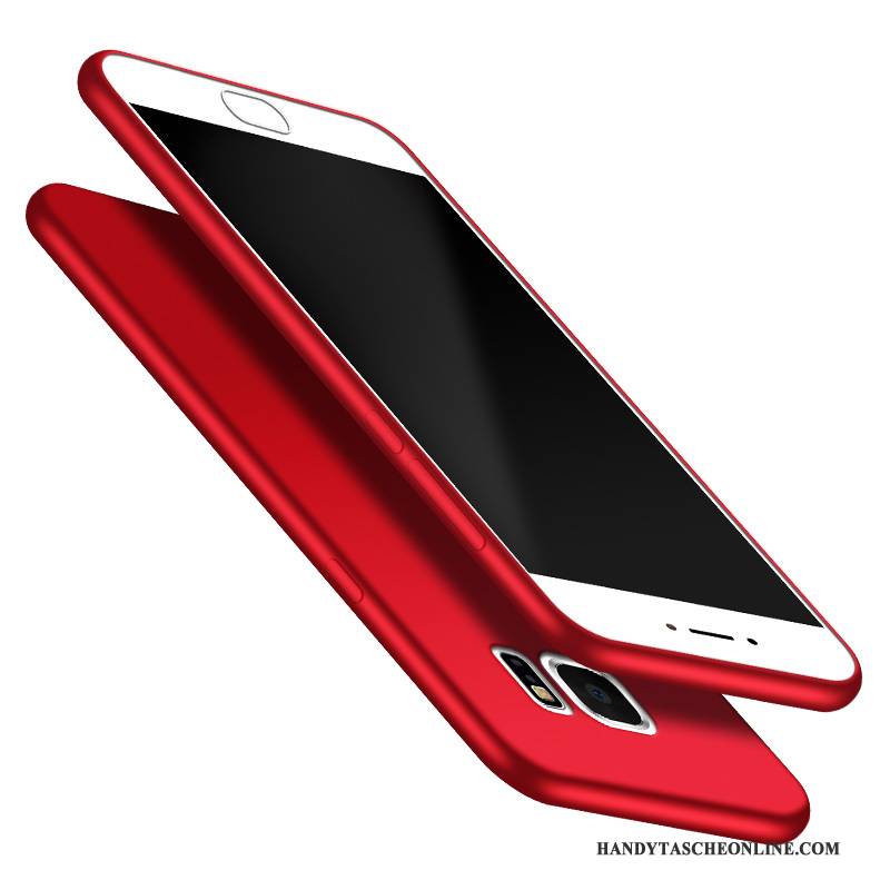 Hülle Samsung Galaxy S6 Silikon Anti-sturz Handyhüllen, Case Samsung Galaxy S6 Taschen Rot Nubuck