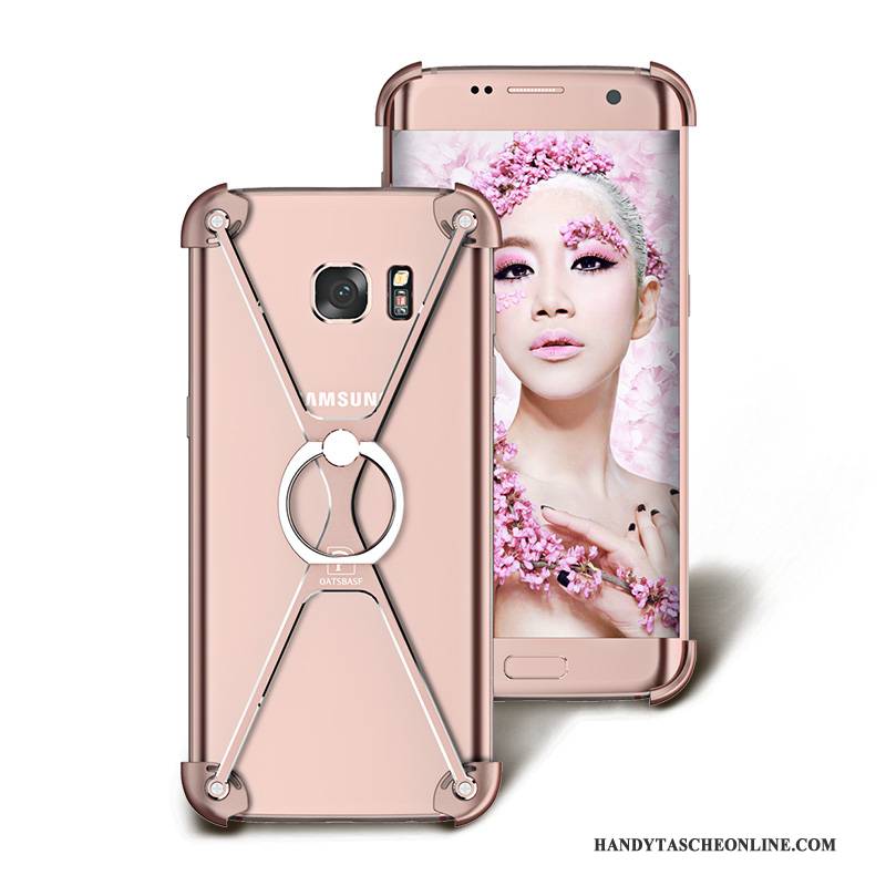 Hülle Samsung Galaxy S7 Edge Kreativ Handyhüllen Rosa, Case Samsung Galaxy S7 Edge Metall Grenze Ring