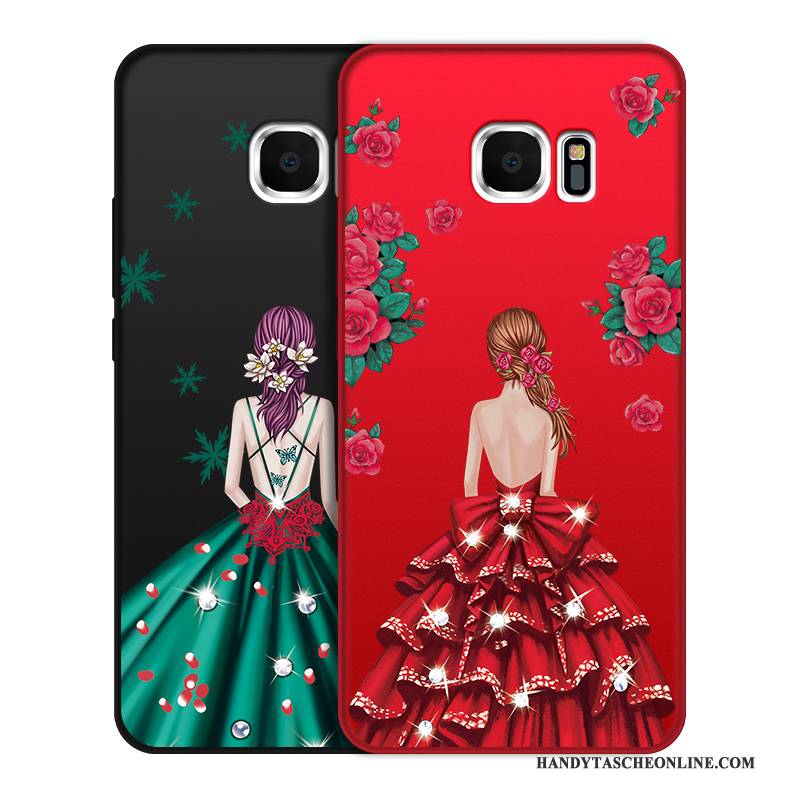 Hülle Samsung Galaxy S7 Edge Schwarz Schlank, Case Samsung Galaxy S7 Edge Hängende Verzierungen Handyhüllen