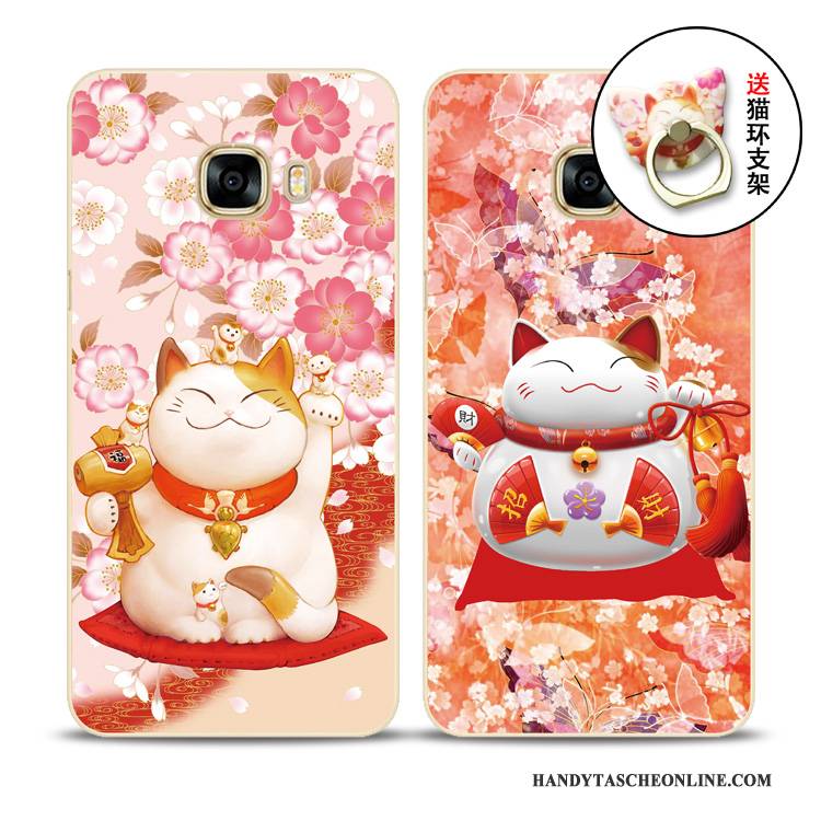 Hülle Samsung Galaxy S7 Edge Taschen Handyhüllen Katzen, Case Samsung Galaxy S7 Edge Schutz Sakura Reichtum