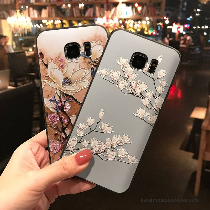 Hülle Samsung Galaxy S7 Edge Taschen Hängende Verzierungen Wind, Case Samsung Galaxy S7 Edge Silikon Hellblau Handyhüllen