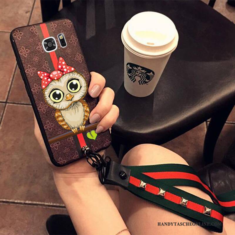 Hülle Samsung Galaxy S7 Edge Taschen Rot Anti-sturz, Case Samsung Galaxy S7 Edge Silikon Hängende Verzierungen Handyhüllen